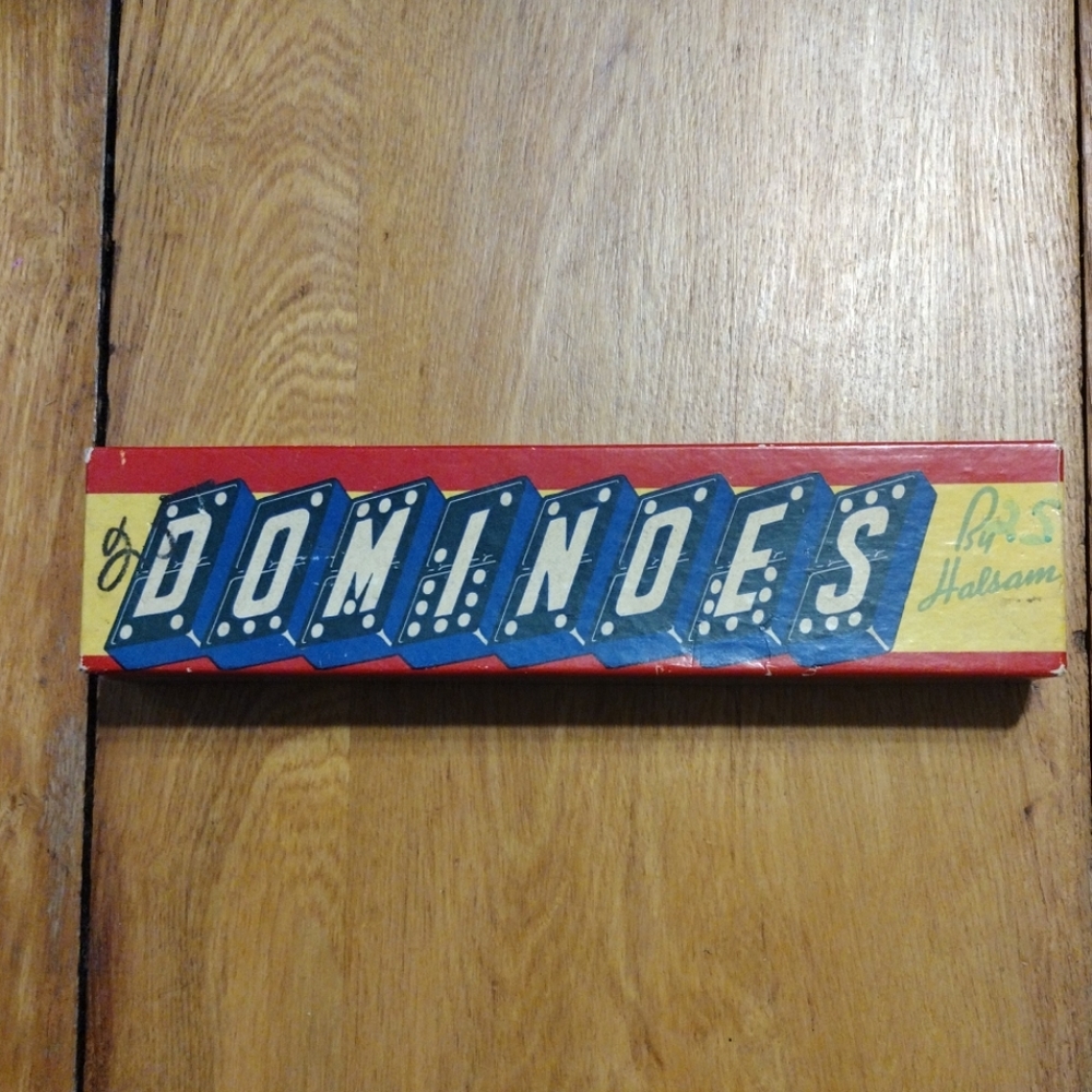 Vintage Dominoes Halsam USA Complete Set Original Box Black
